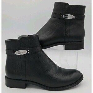 MICHAEL KORS Finley Flat Bootie US 6 Black Tumbled Leather Side Zip EUC